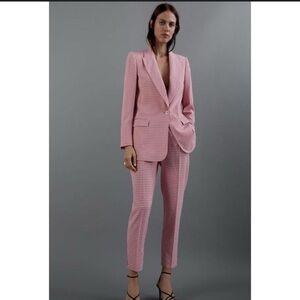 Zara Pink Gingham Women's Blazer and Pantsuit size XS Preppy Quiet Luxury Office